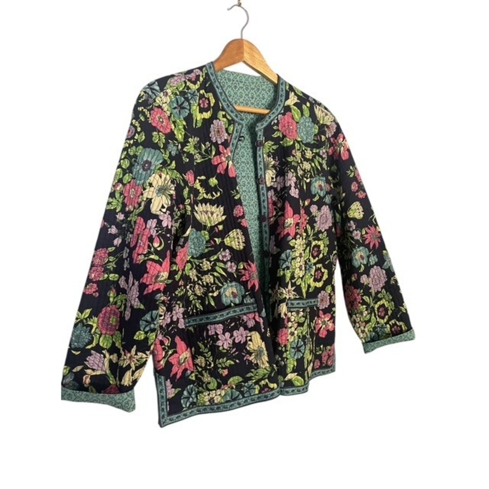 Travel Smith Floral Quilted Jacket Reversible Lightweight Coat Bohemian Style